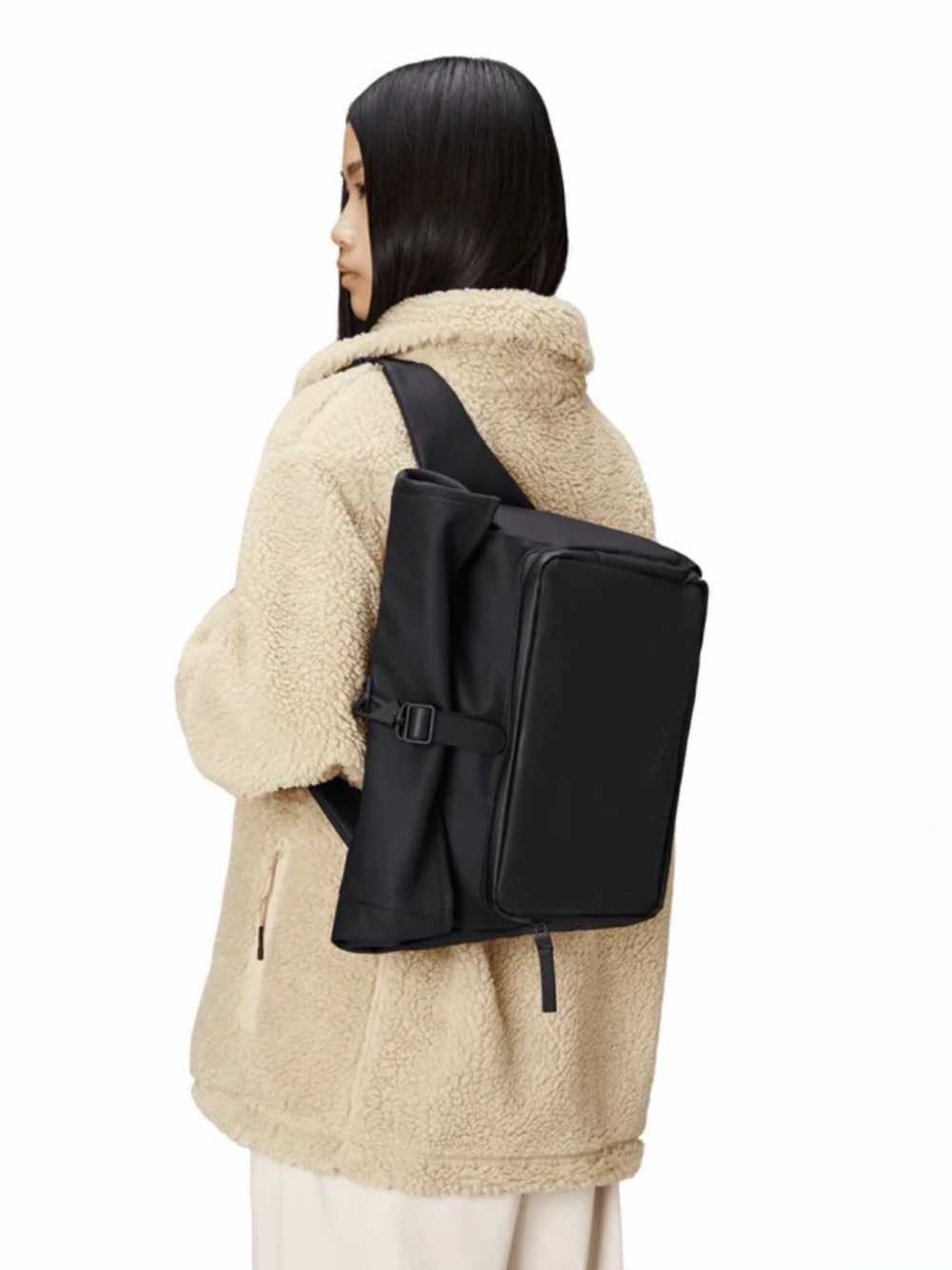 Rains Black Rolltop Commuter Bag/ NWT